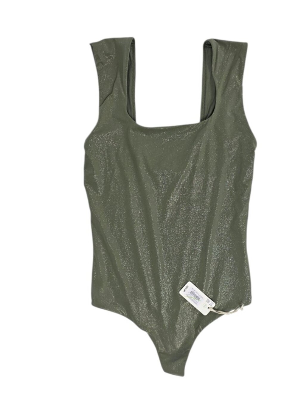 Aerie Smoothez Shimmer Wide Strap Bodysuit, Green, Size XS, Pullover